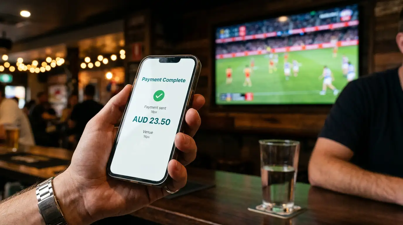 Smartphone displaying an e-wallet app used for sports betting deposits at an Australian venue